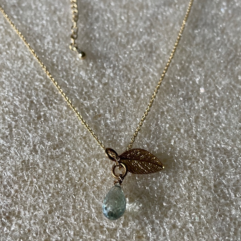 1/20 -12k gold filled aquamarine leaf necklace